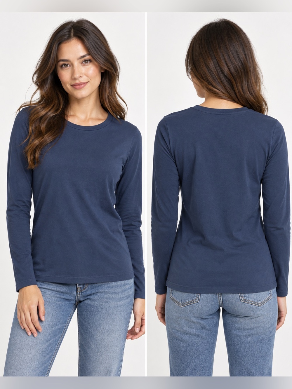 UNIQLO Women’s Navy Blue Long Sleeve Crew Neck Top – Size XS